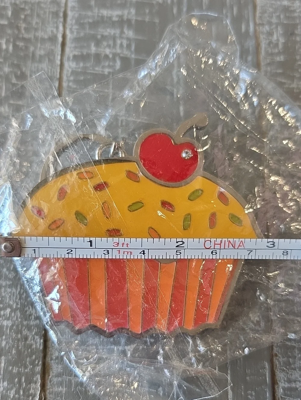 Cherry Frosted Cupcake Keychain, Fluff / Acme, Retro Claudette Barjoud Design